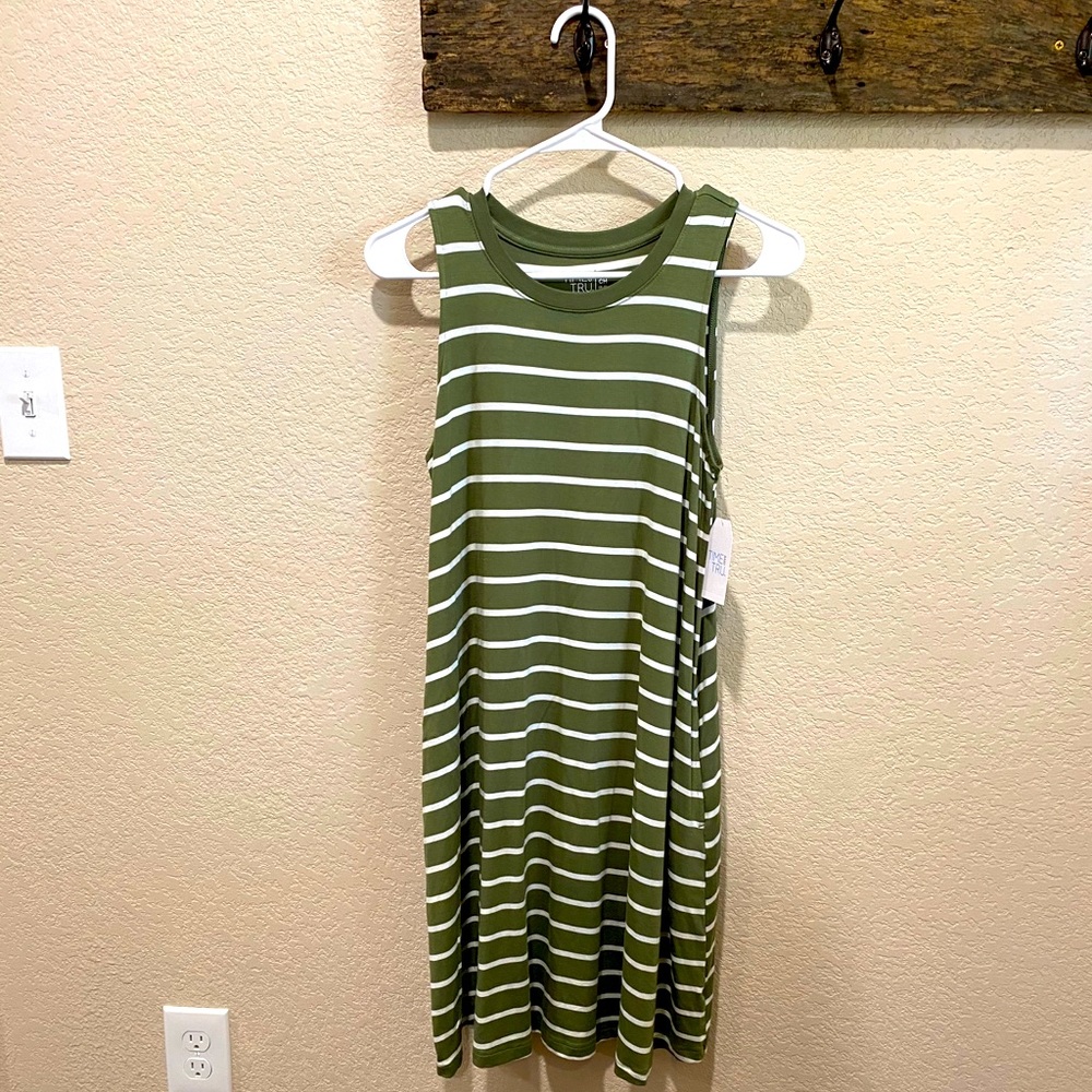 Time and Tru Green & White Stripe Dress